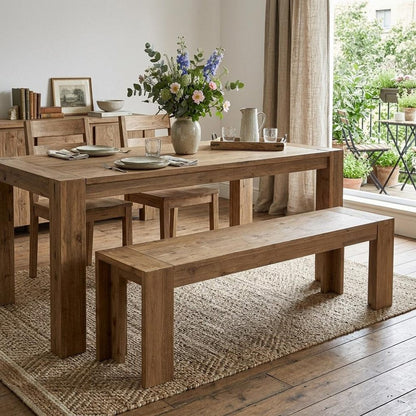 58" Natural Distressed Solid Wood Dining Bench HomeRoots