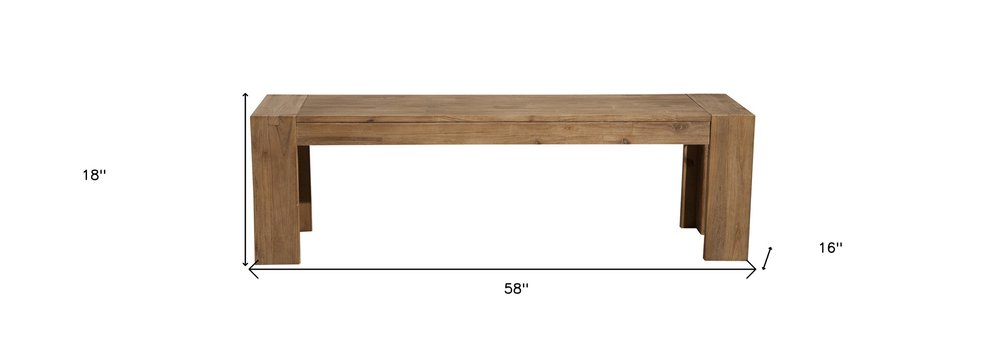 58" Natural Distressed Solid Wood Dining Bench HomeRoots