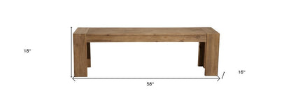 58" Natural Distressed Solid Wood Dining Bench HomeRoots