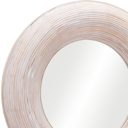 32" Beige Round Framed Accent Mirror