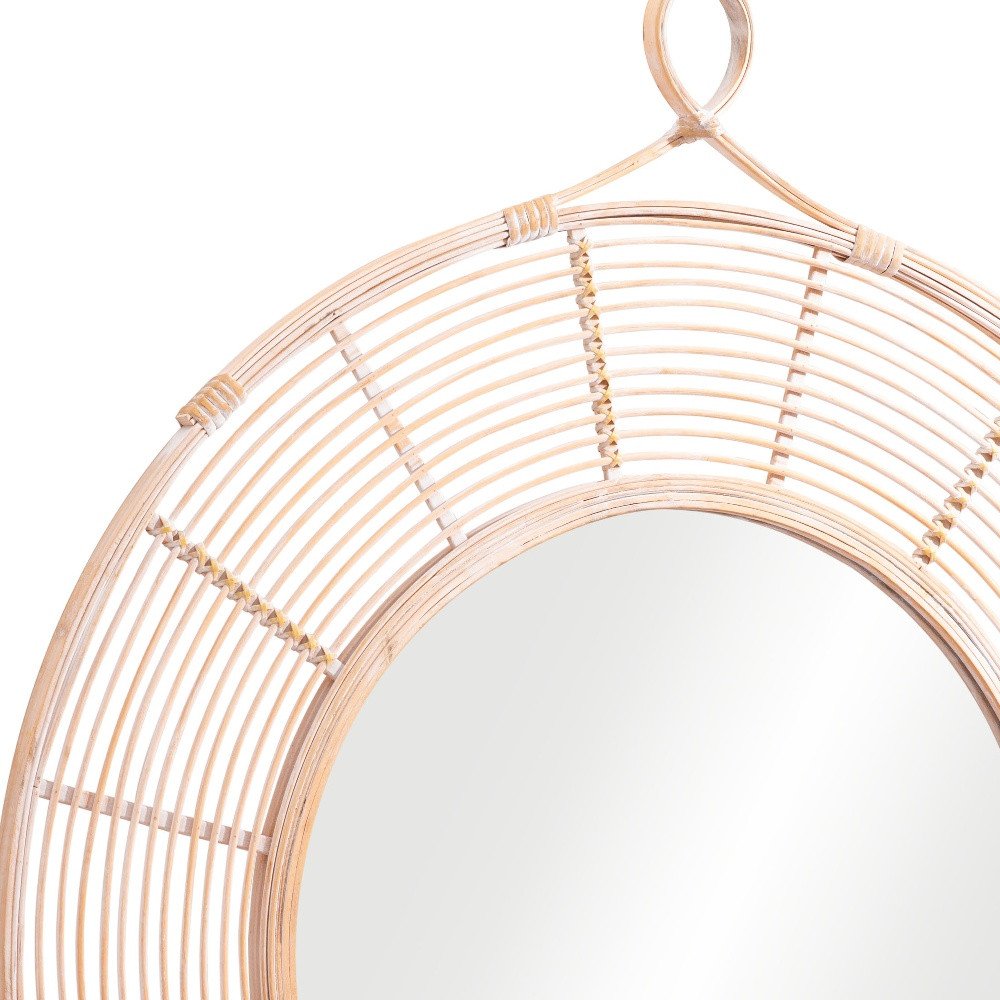 37" Natural Round Framed Accent Mirror HomeRoots