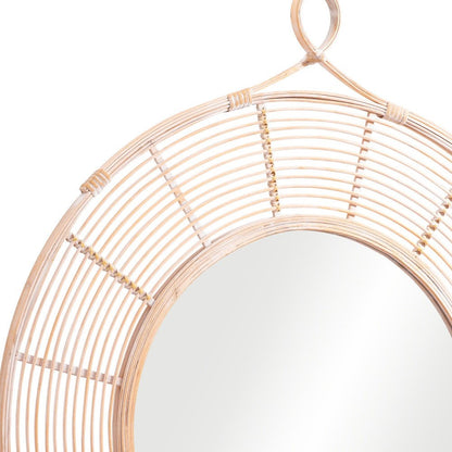 37" Natural Round Framed Accent Mirror HomeRoots