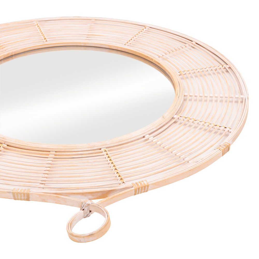 37" Natural Round Framed Accent Mirror HomeRoots