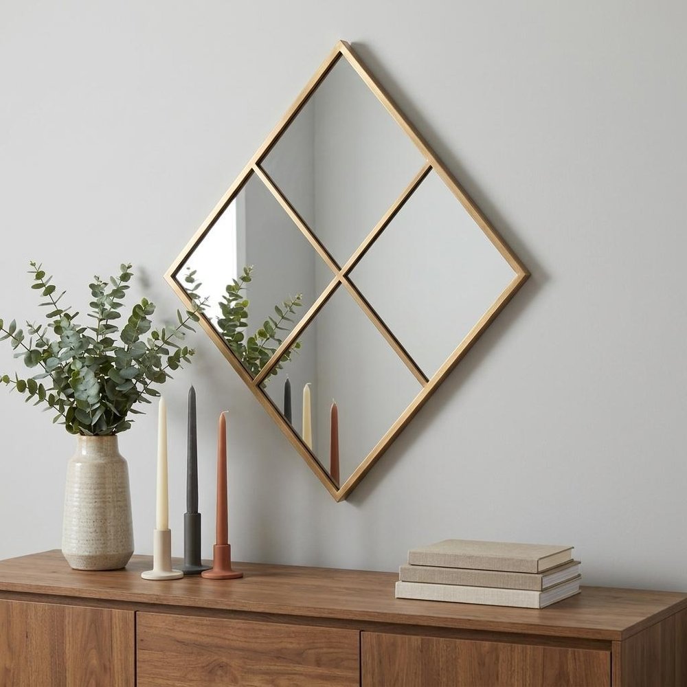 41" Gold Diamond Steel Framed Accent Mirror HomeRoots