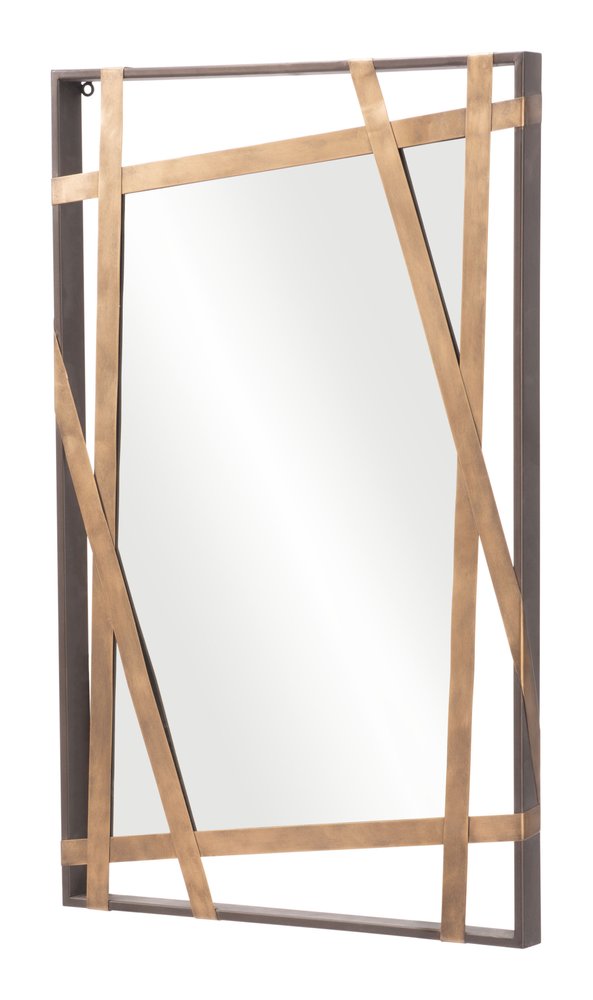 32" Gold And Black Steel Framed Accent Mirror HomeRoots