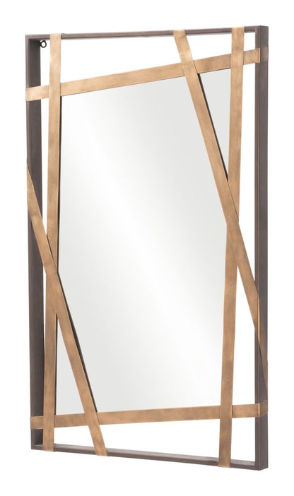 32" Gold And Black Steel Framed Accent Mirror HomeRoots
