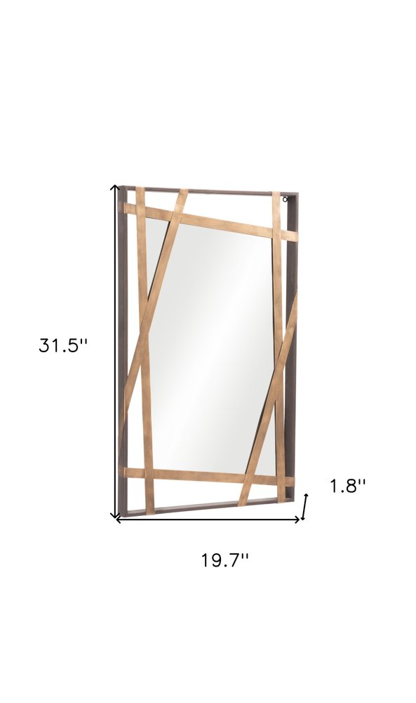 32" Gold And Black Steel Framed Accent Mirror HomeRoots