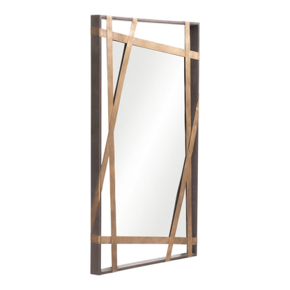 32" Gold And Black Steel Framed Accent Mirror