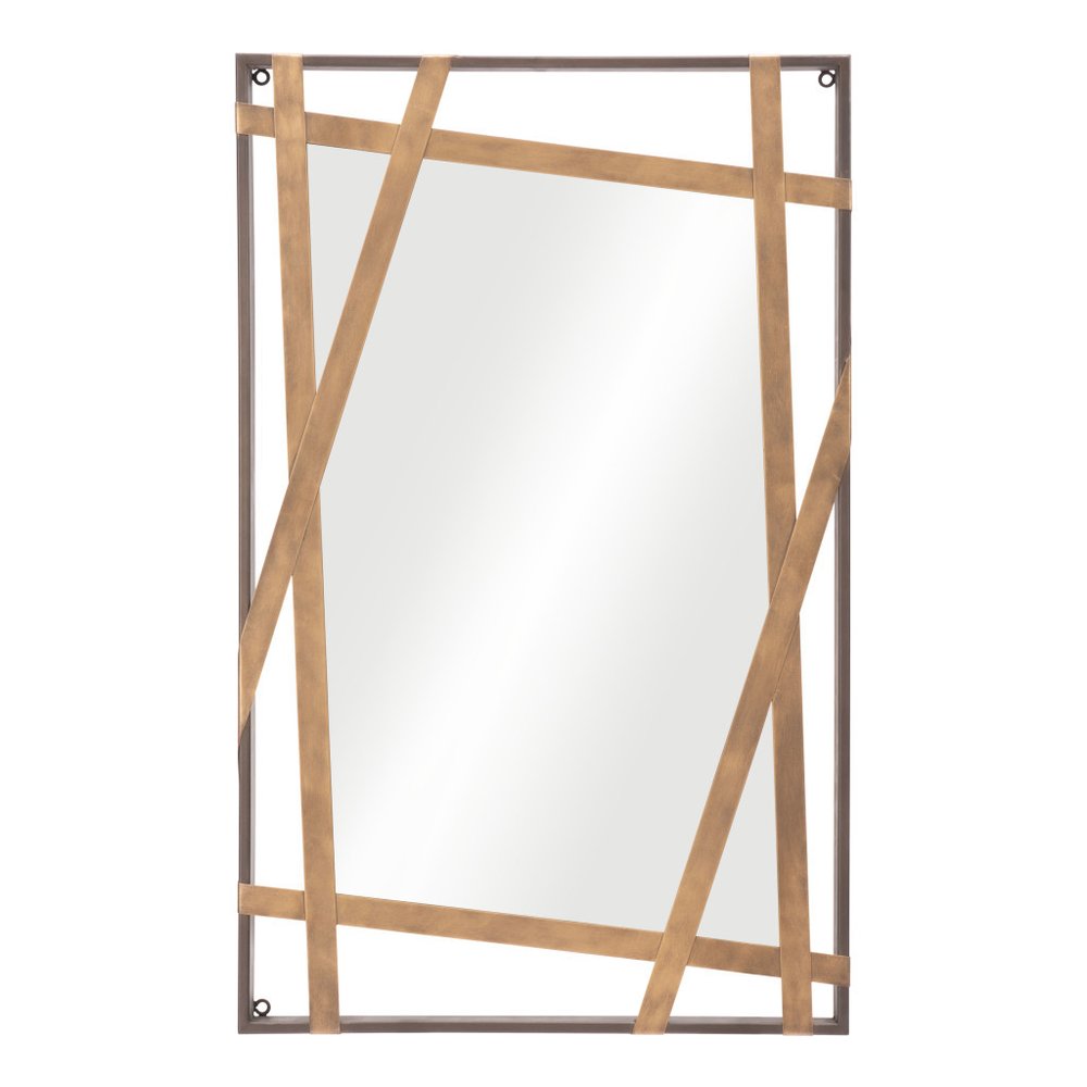 32" Gold And Black Steel Framed Accent Mirror HomeRoots