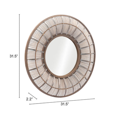 32" Brown Round Accent Mirror