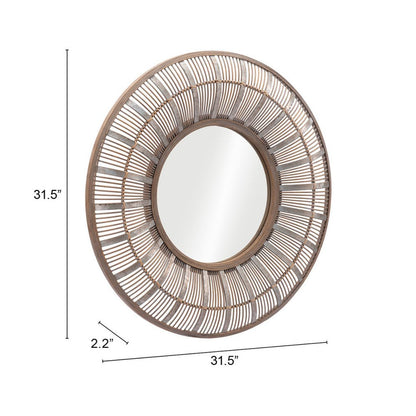 32" Brown Round Accent Mirror HomeRoots