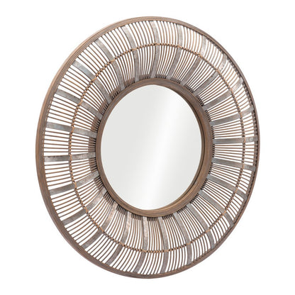 32" Brown Round Accent Mirror HomeRoots