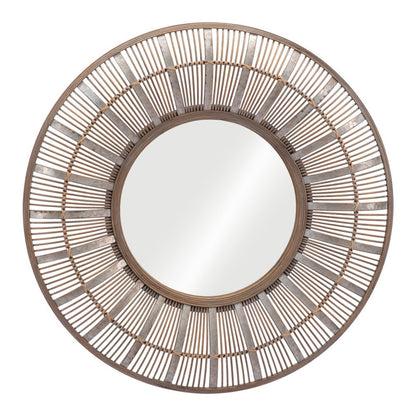 32" Brown Round Accent Mirror HomeRoots