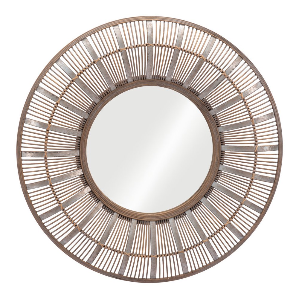 32" Brown Round Accent Mirror HomeRoots