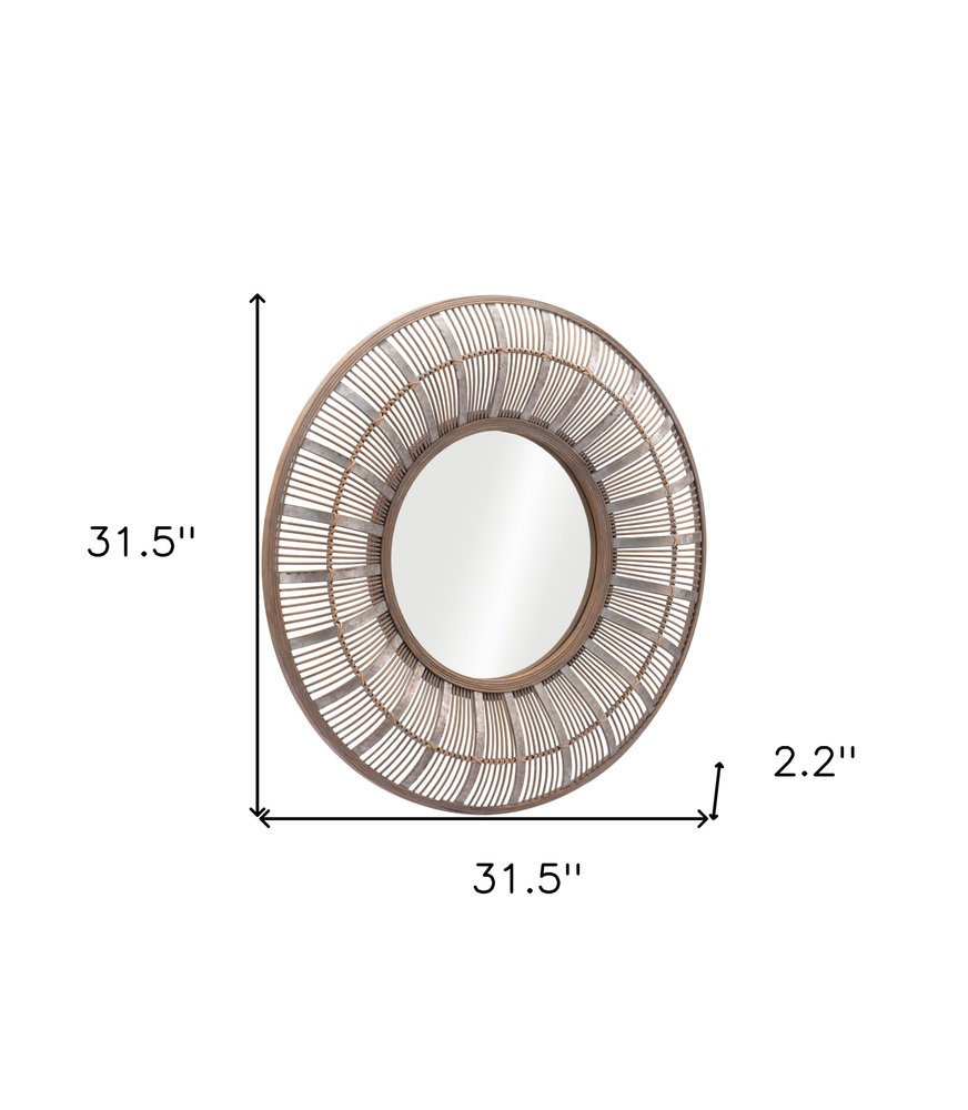 32" Brown Round Accent Mirror HomeRoots