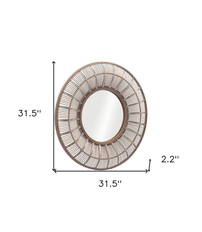 32" Brown Round Accent Mirror HomeRoots