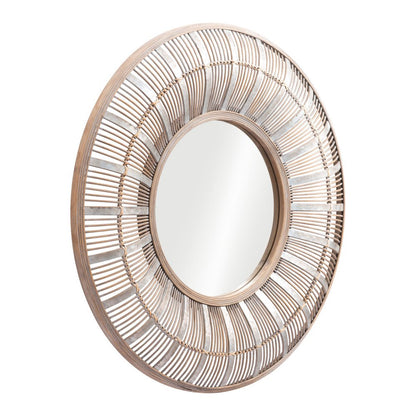 32" Brown Round Accent Mirror HomeRoots