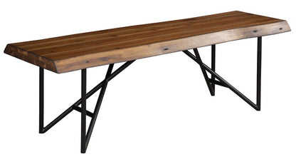 55" Brown and Black Solid Wood Dining Bench HomeRoots