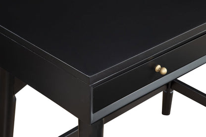 36" Black Solid Wood Writing Desk With Two Drawers HomeRoots