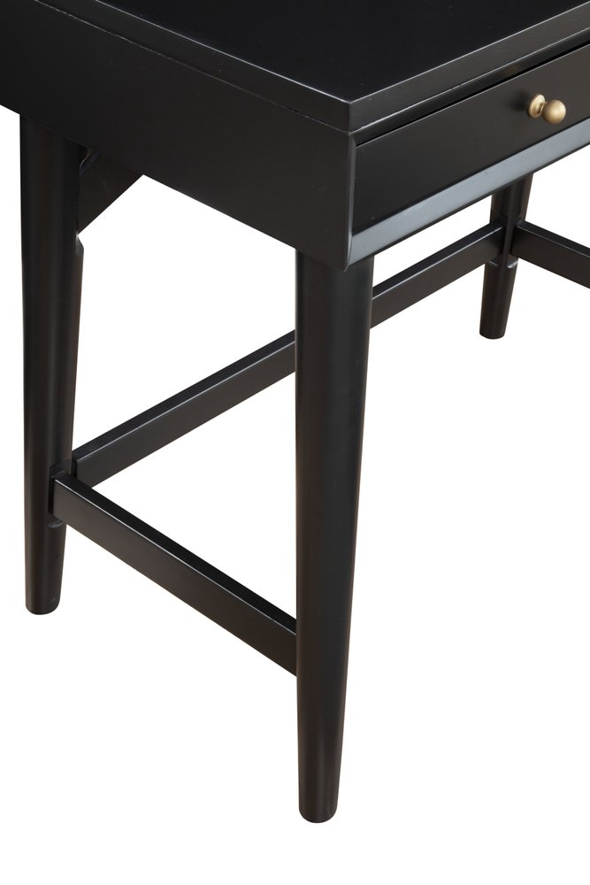 36" Black Solid Wood Writing Desk With Two Drawers HomeRoots