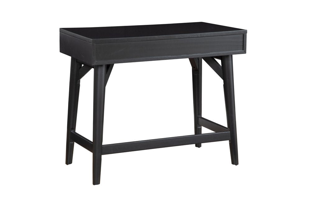 36" Black Solid Wood Writing Desk With Two Drawers HomeRoots