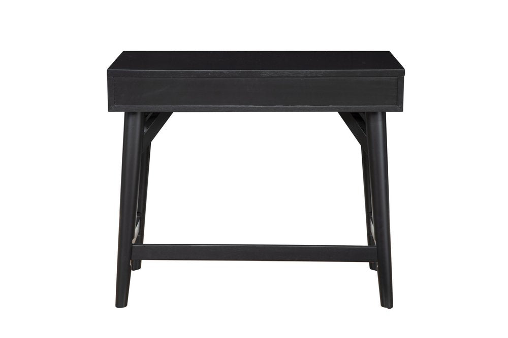 36" Black Solid Wood Writing Desk With Two Drawers HomeRoots