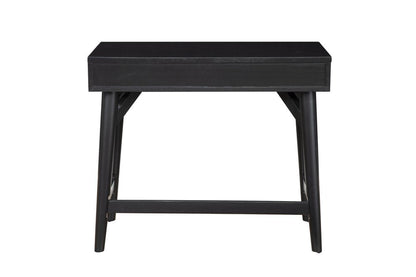 36" Black Solid Wood Writing Desk With Two Drawers HomeRoots
