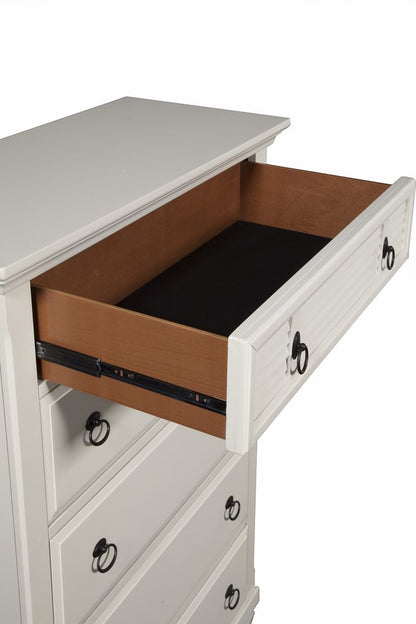 38" White Solid Wood Five Drawer Chest HomeRoots
