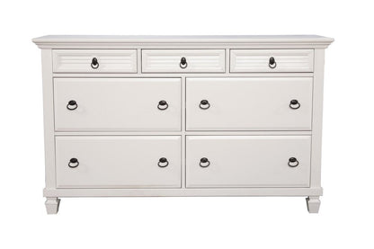 62" White Solid Wood Seven Drawer Double Dresser HomeRoots
