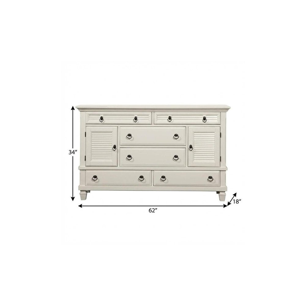 38" White Solid Wood Five Drawer Chest HomeRoots