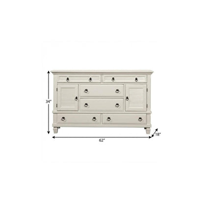 38" White Solid Wood Five Drawer Chest HomeRoots