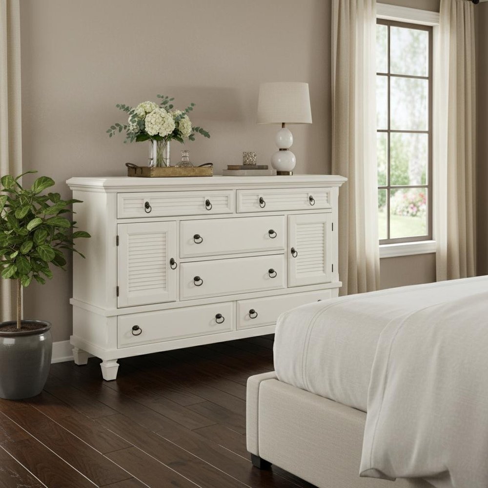 38" White Solid Wood Five Drawer Chest HomeRoots