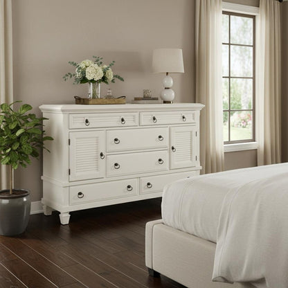38" White Solid Wood Five Drawer Chest HomeRoots