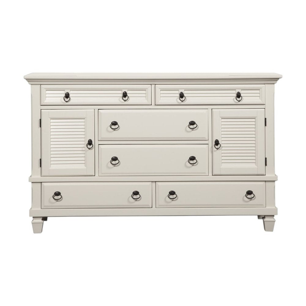 38" White Solid Wood Five Drawer Chest HomeRoots