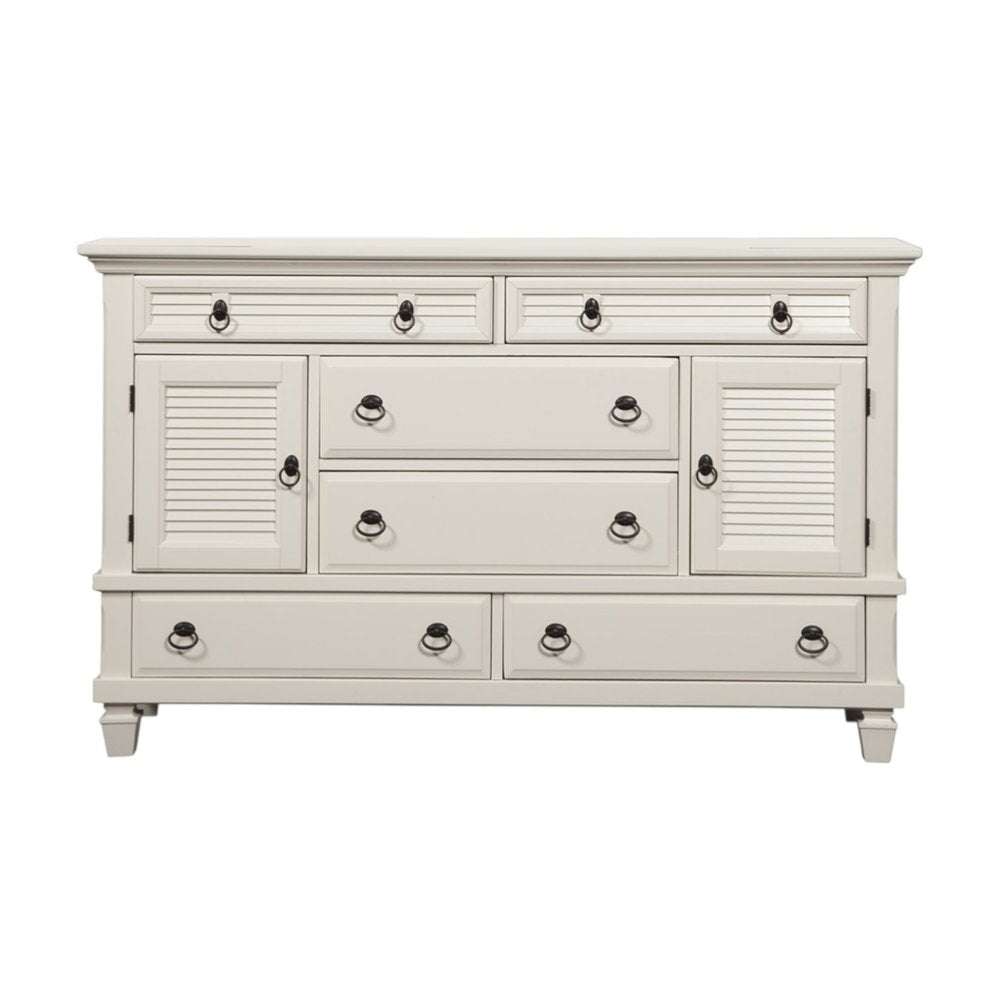 38" White Solid Wood Five Drawer Chest HomeRoots