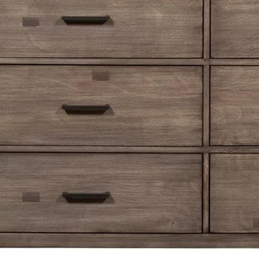 60" Gray Solid Wood Six Drawer Double Dresser HomeRoots