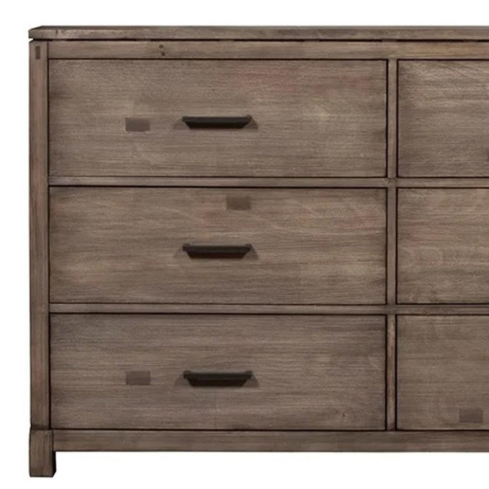 60" Gray Solid Wood Six Drawer Double Dresser — view 3