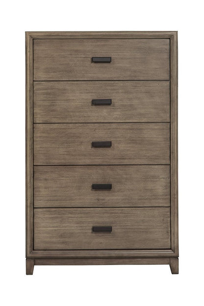 32" Gray Solid Wood Five Drawer Chest HomeRoots