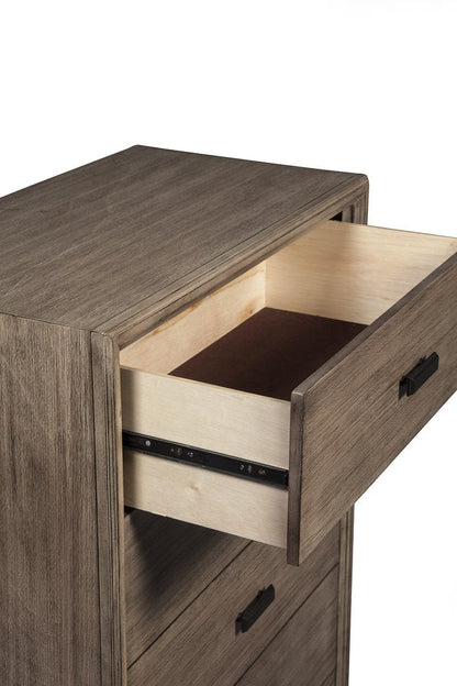 32" Gray Solid Wood Five Drawer Chest HomeRoots