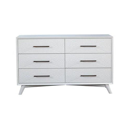 56" White Solid Wood Six Drawer Double Dresser HomeRoots