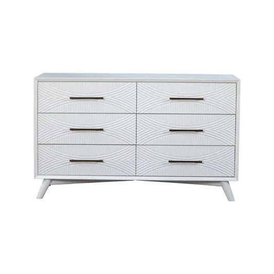 56" White Solid Wood Six Drawer Double Dresser HomeRoots