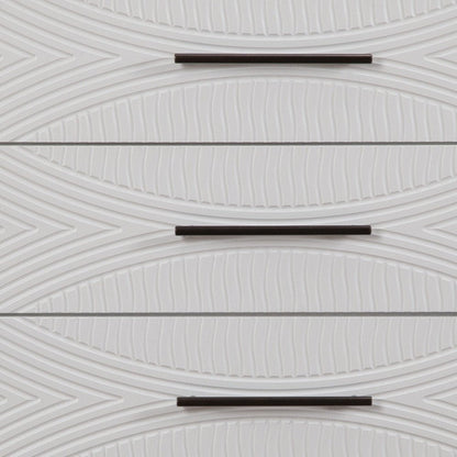 34" White Carved Geometric Solid Wood Five Drawer Dresser HomeRoots