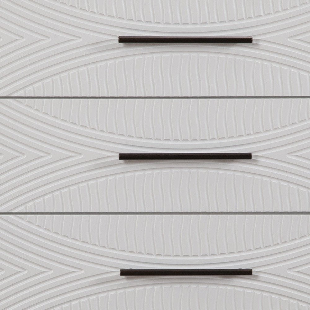 34" White Carved Geometric Solid Wood Five Drawer Dresser HomeRoots