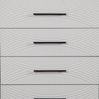 34" White Carved Geometric Solid Wood Five Drawer Dresser HomeRoots