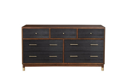 62" Brown And Black Solid Wood Seven Drawer Double Dresser HomeRoots