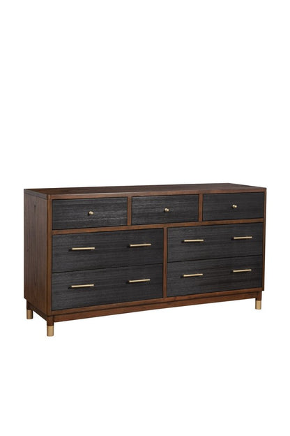 62" Brown And Black Solid Wood Seven Drawer Double Dresser HomeRoots