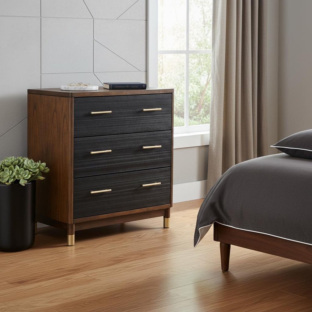 62" Brown And Black Solid Wood Seven Drawer Double Dresser HomeRoots