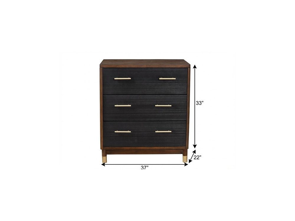 62" Brown And Black Solid Wood Seven Drawer Double Dresser HomeRoots