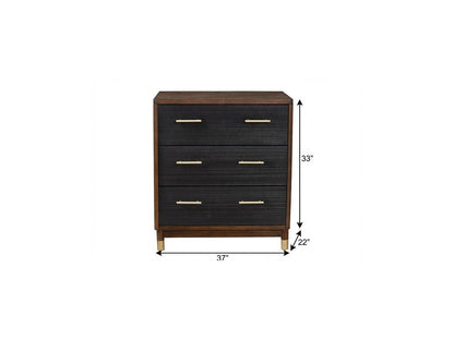 62" Brown And Black Solid Wood Seven Drawer Double Dresser HomeRoots