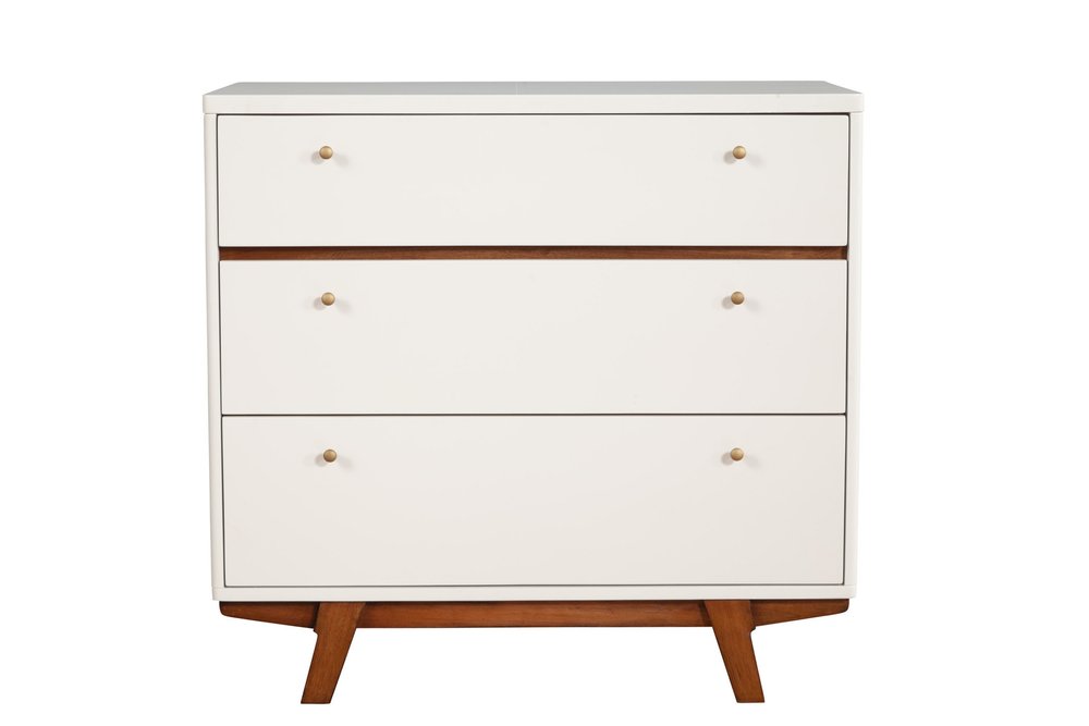 36" Brown And White Solid Wood Three Drawer Dresser HomeRoots